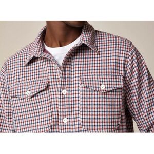 J Crew Flannel Shirt Mens Red White Blue Plaid Seaboard Brushed Soft Knit Large